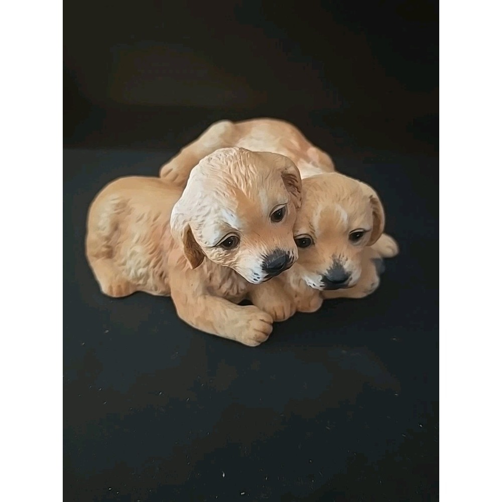 Homco Home Interiors Puppies Dogs Figurine‎ Hand Painted Porcelain 1987 Vintage